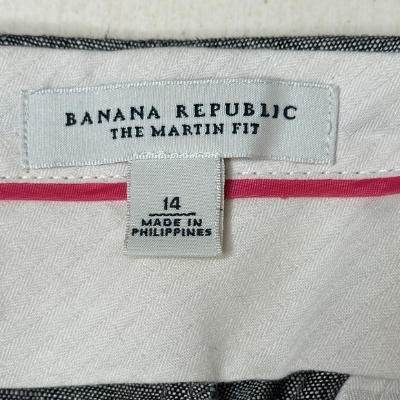 Banana Republic 100% Linen Dark Marled Grey The Martin Fit Trouser Pants Size 14 - Picture 7 of 12